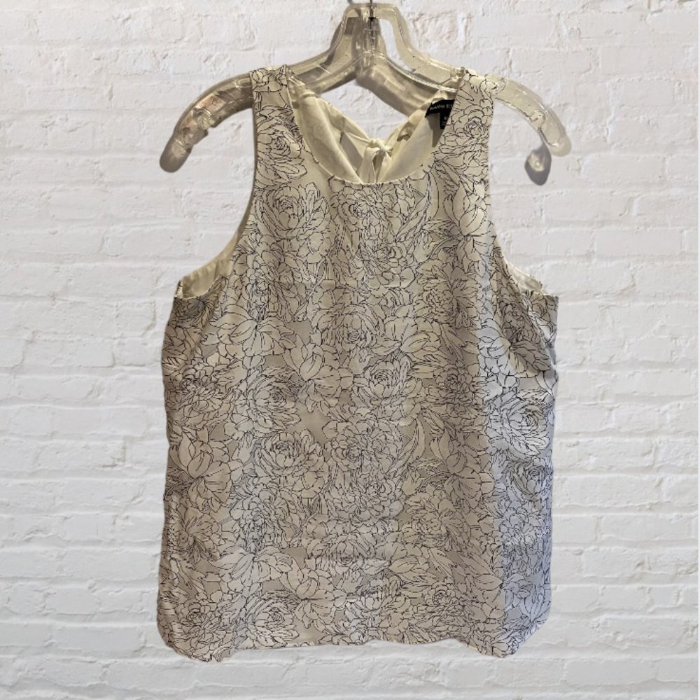 BANANA REPUBLIC -- Summer Top, Loose & Flowy, Black/White with Tie Back, Lined - Picture 4 of 12